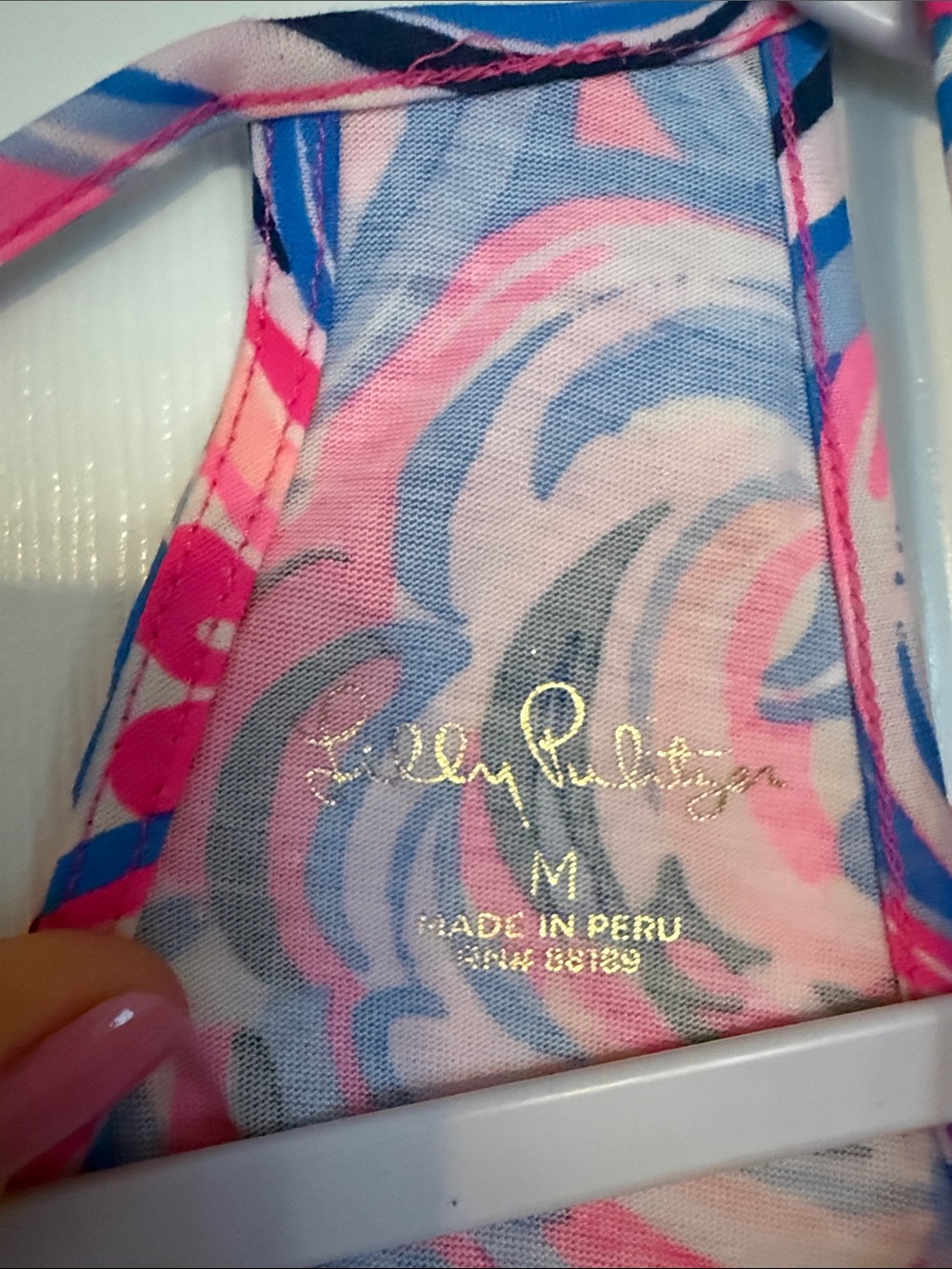 Lilly Pulitzer Pink & Blue Swirl Halter Dress for Girls - Picture 2 of 3